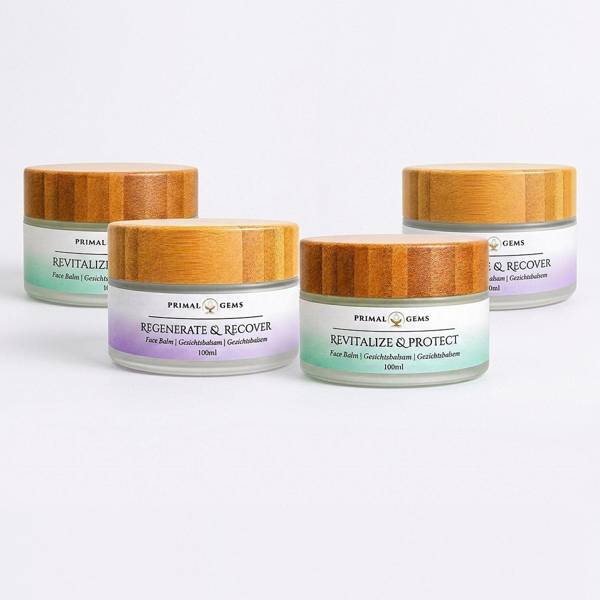 Primal Gems Tallow Ritual Set 100ml, 2 Sets - je 2x Day Balm Revitalize & Protect und Night Balm Regenerate & Recover